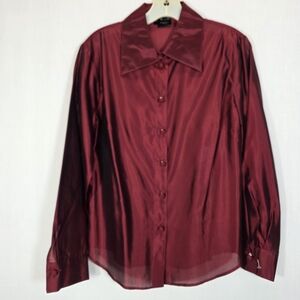 Vintage Laurèl 100% Silk Blouse - Deep Burgundy - Size 38 (US 6/8)